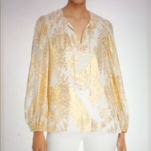 Kobi Halperin Silk Gold Paisley print Beautiful Blouse, like new Size S